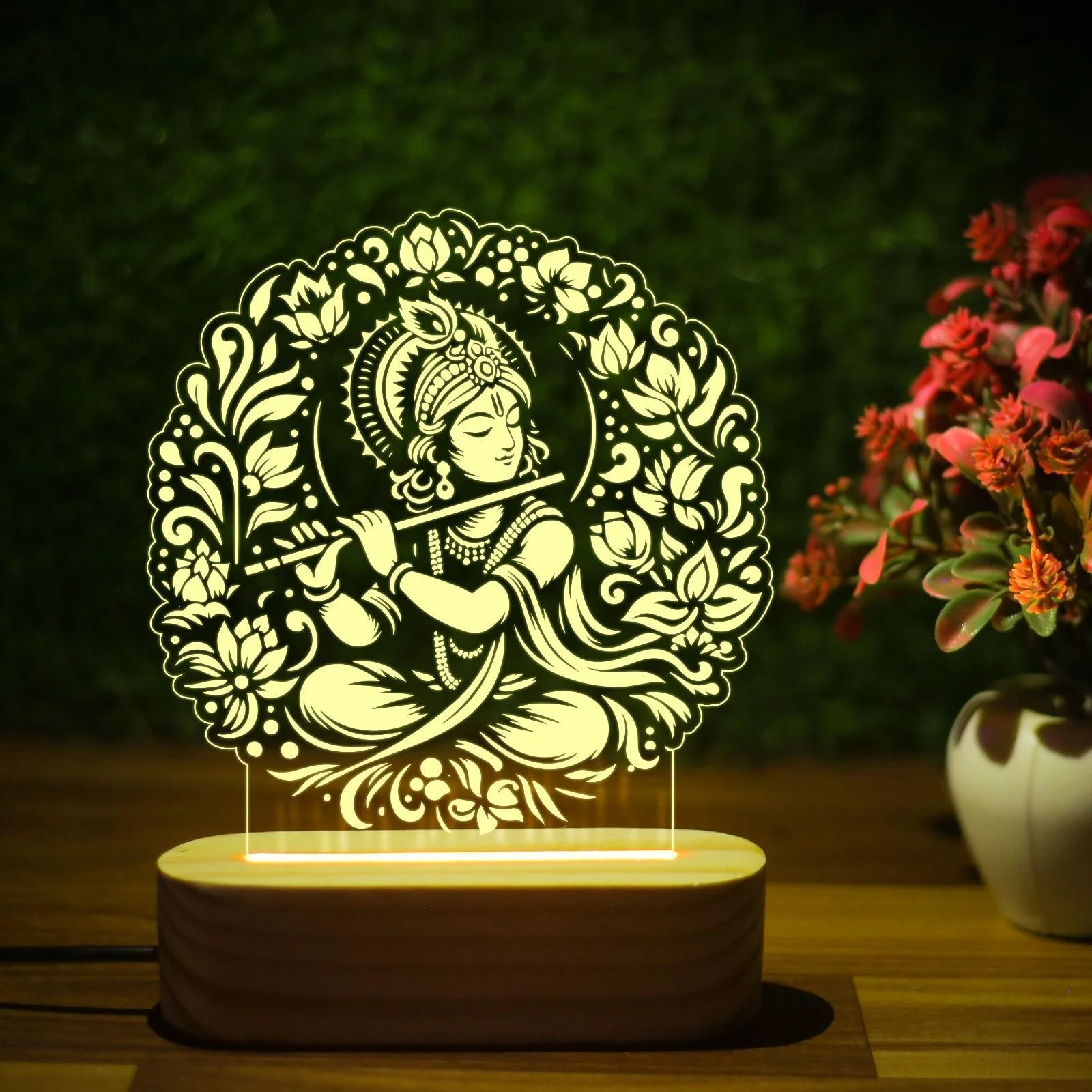 Giftkidukan TABLE LAMP48krishn-ganesh3699 Night Lamp (22 cm, yellow warm white)