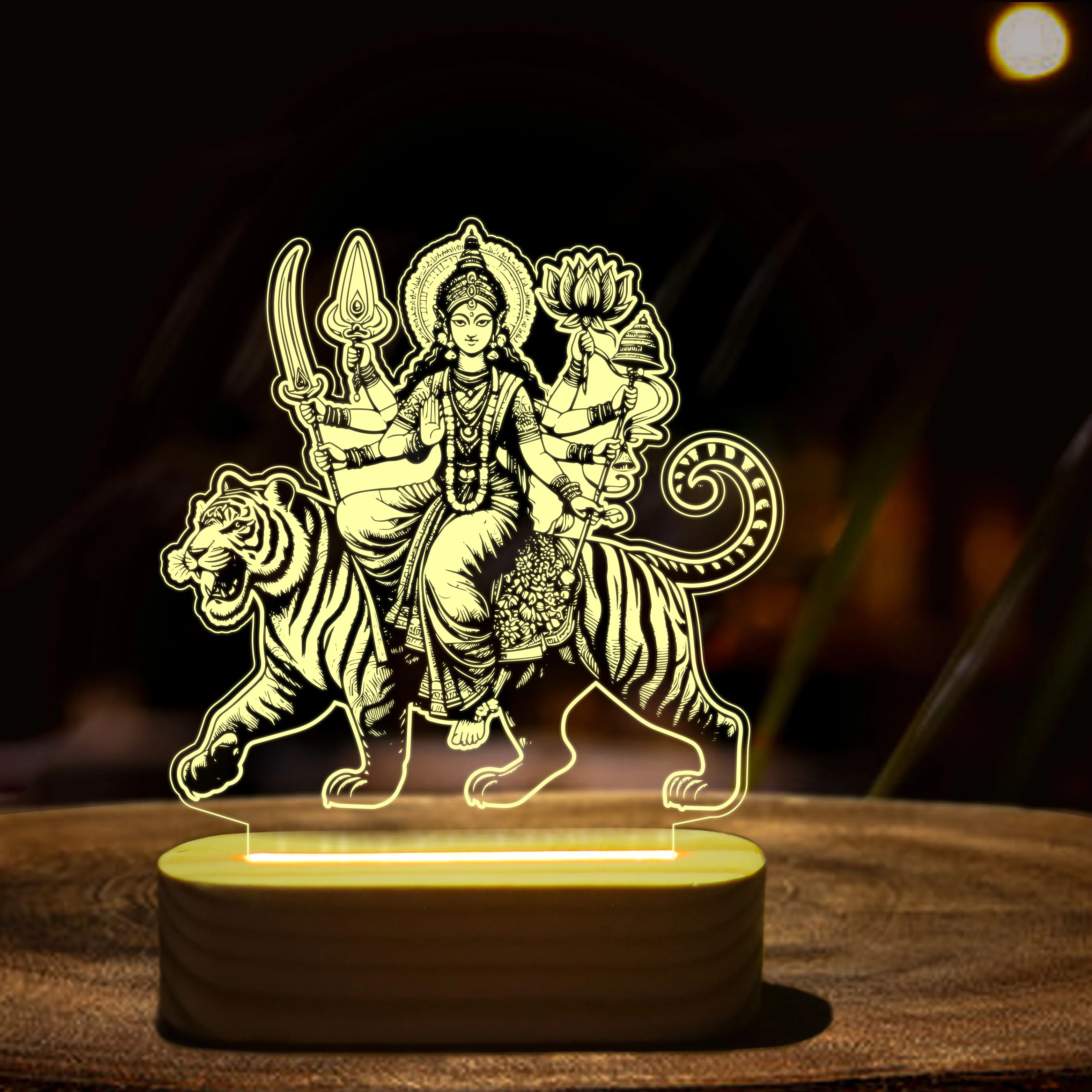 Giftkidukan Durga Mata – Warm White LED Night Lamp Table Lamp (15 cm, warm white)