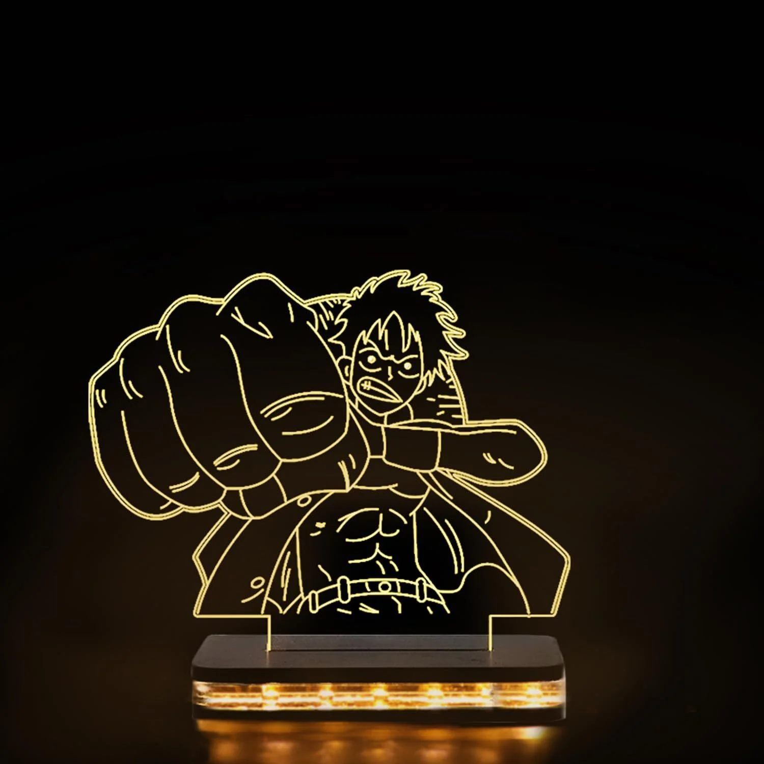 Giftkidukan 3D Illusion One Piece Hero MonkeyDLuffy224 Anime Figure Night lamp Table Lamp (16 cm, yellow warm white)