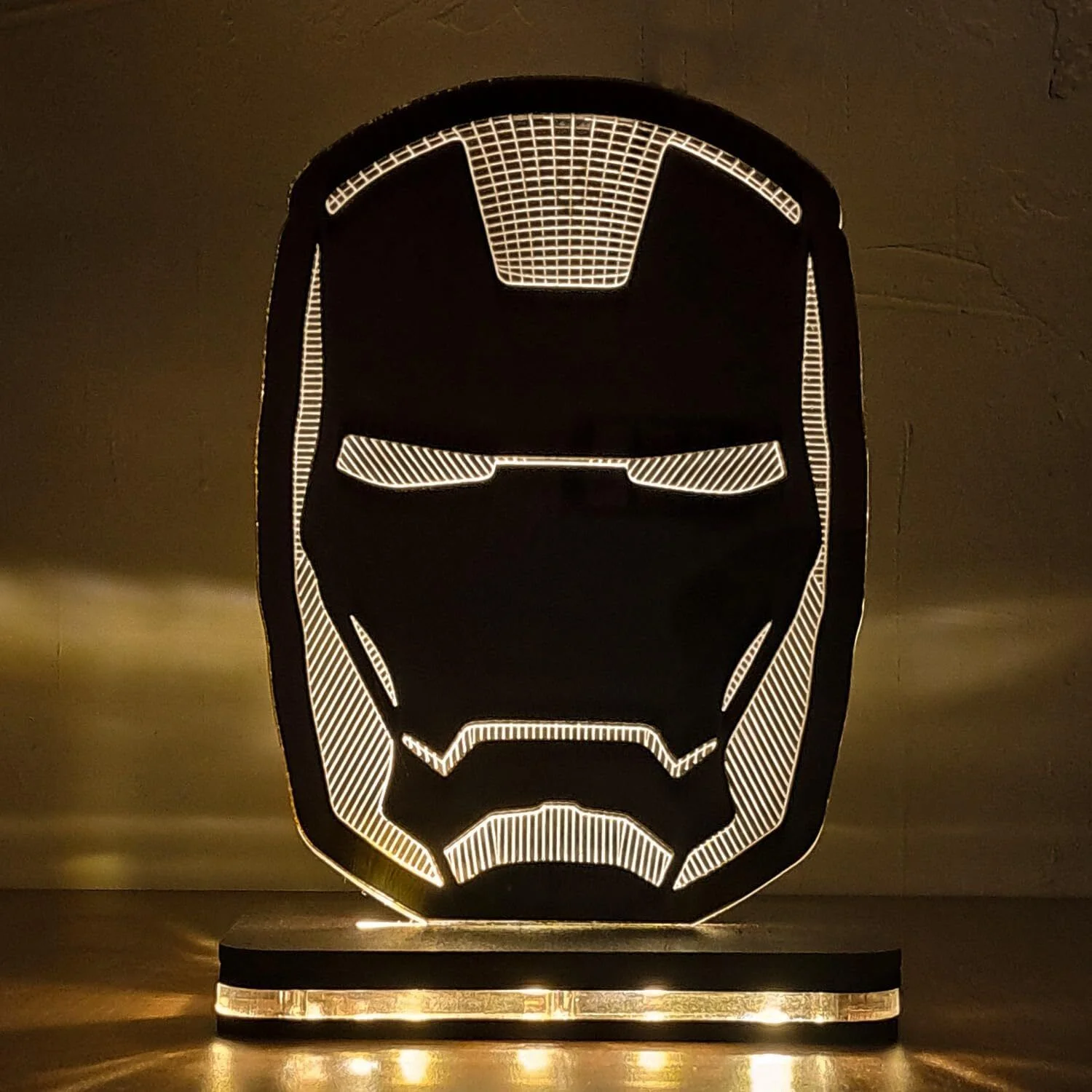 Giftkidukan Ironman121 Head Led Lamp Gift for Kids Room Decor Light Table Lamp (16 cm, yellow warm white)