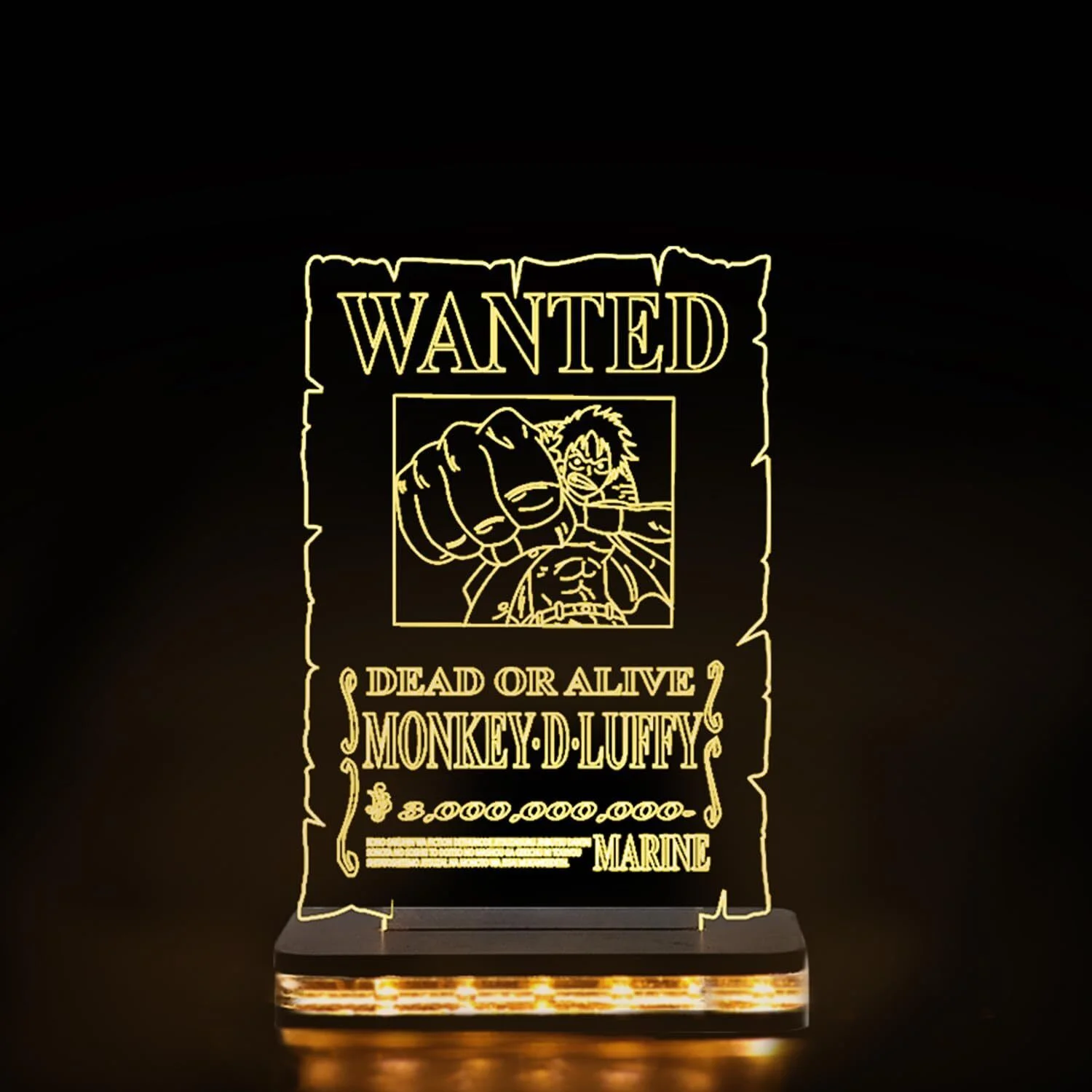 Giftkidukan 3D Illusion Anime One Piece Luffy457 Night LED Light Lamp Birthday Gift Table Lamp (16 cm, yellow warm white)