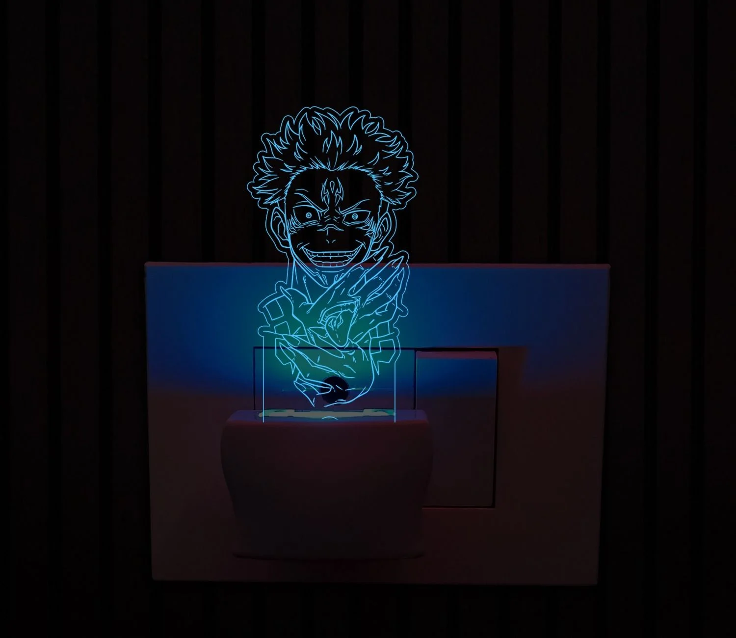Giftkidukan Acrylic Sukuna765 Plug Night Lamp 3D Illusion Anime Decor Led Lamp Night Lamp (6 cm, Multicolor)